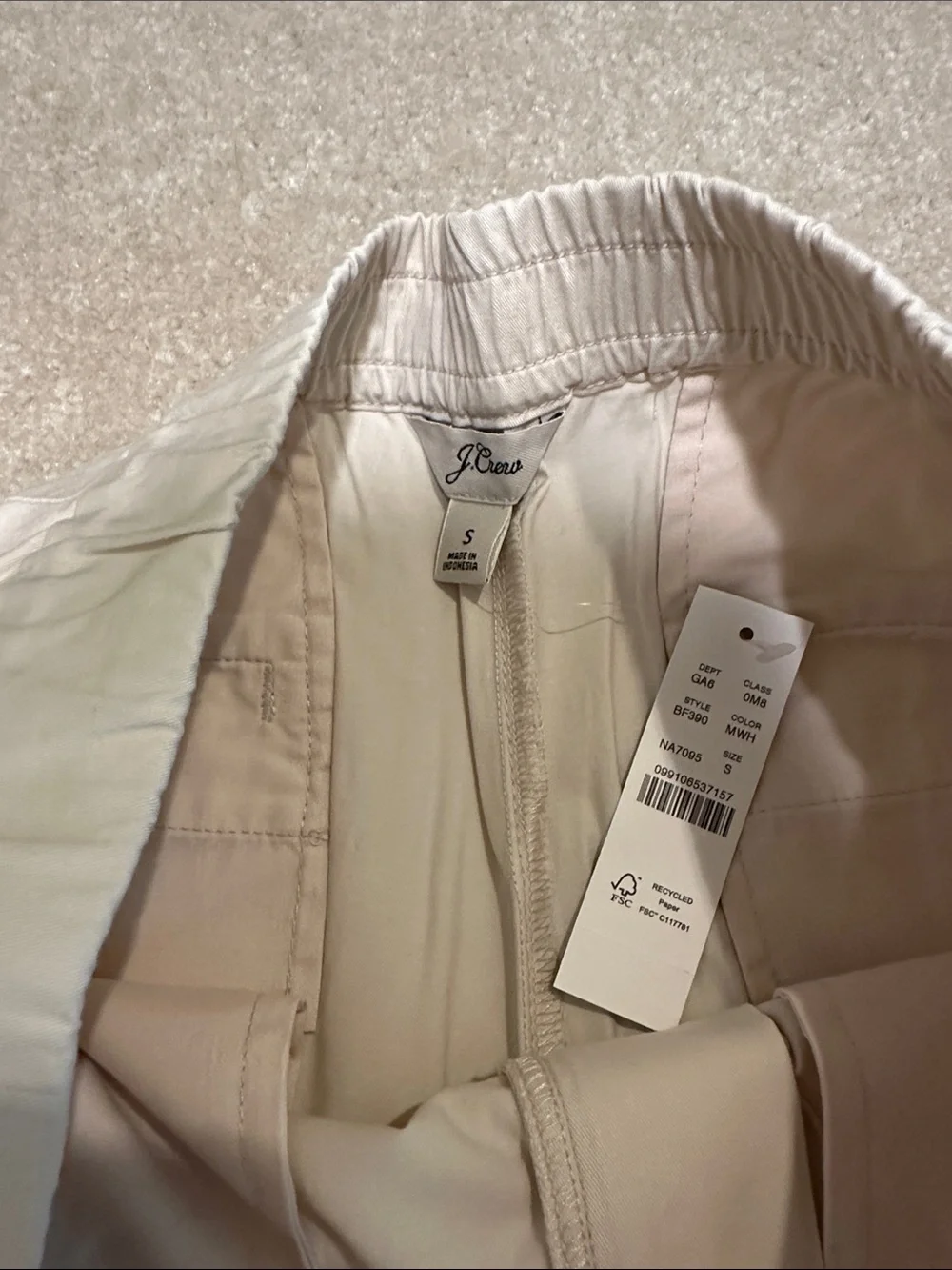 J. Crew Off-White Elastic Waist Athletic Shorts